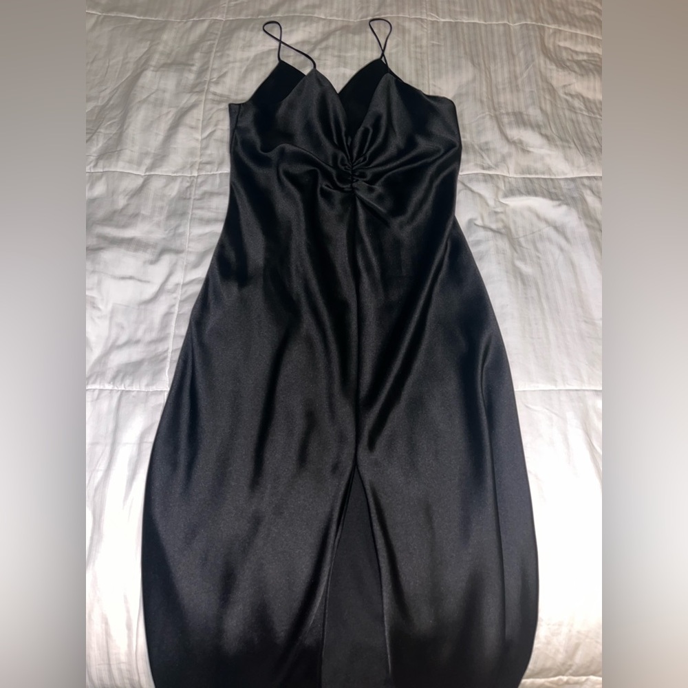 Black slip dress with slit in the middle size L